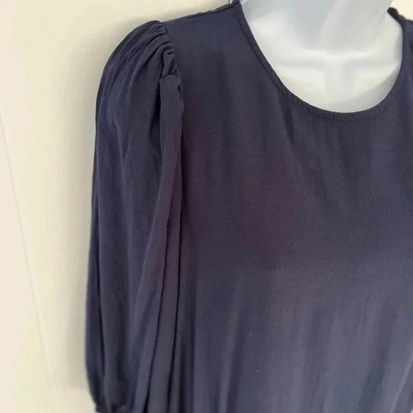 Dress Forum/ Navy blue midi dress/ Balloon sleeves/ Drop waist/Tiered/ Size US S - Picture 7 of 16